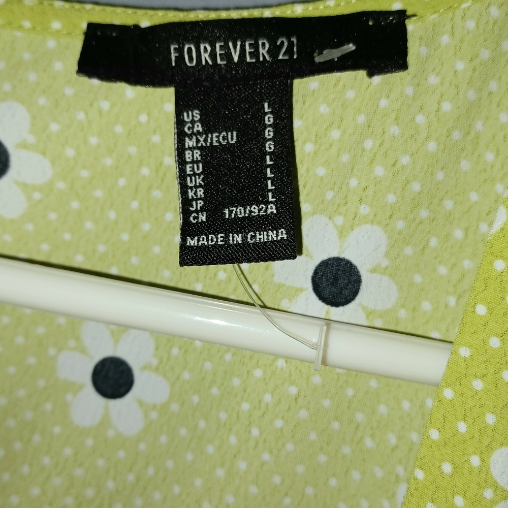 🌷3/$20🌷NWOT Forever 21 Chartreuse Floral Dress - Picture 6 of 7